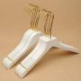 Owl Decoration Wood Hangers - Sainwin 10pcs/lot Adult Wood Hanger White Wooden Hangers for Clothes Rack Women top Grade Hanger Gold Hook(30pcs can Logo)