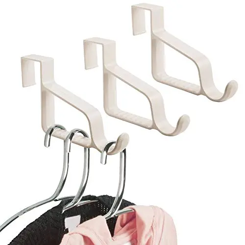 mDesign Modern Over Door Valet Hook - Multi Hanging Storage Organizer, Hook - for Coats, Hoodies, Hats, Scarves, Purses, Bath Towels & Robes - 3 Pack - Cream/Beige mDesign Modern Over Door Valet Hook - Multi Hanging Storage Organizer, Hook - for Coats, Hoodies, Hats, Scarves, Purses, Bath Towels & Robes - 3 Pack - Cream/Beige