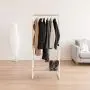 IRIS Metal Garment Rack with Wood Shelf, White and Light Brown IRIS Metal Garment Rack with Wood Shelf, White and Light Brown
