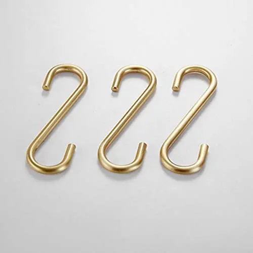 S Hooks 3 PCS for Hanging,Brass Hook Hangers for Kitchen Bathroom Heavy Duty,Brushed Gold S Hooks 3 PCS for Hanging,Brass Hook Hangers for Kitchen Bathroom Heavy Duty,Brushed Gold