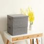 YueYue Large Fabric Storage Boxes with Lids,2 Pack Foldable Cloth Storage Box,Fabric Clothes Container Great for Organizers Bedroom Closet Living Room Grey (17.7