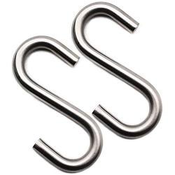 Fierceriver S Hooks Heavy Duty, S Hooks for Hanging Marine Grade 316 Stainless Steel 2.6 Inch Long 1/4 Inch Thickness Hammock S Hooks Galvanized Utility (2 Pack)