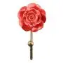 Indianshelf Handmade 1 Artistic Vintage Red Ceramic Flower Wall Hooks Hangers/Bathroom Towel Holder