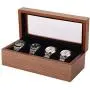 BingYes Wood Watch Storage Boxes Collection Jewelry Boxes with Display (4 Grid)