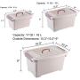 Khaki Plastic Storage Boxes with Brown Handle, 6/11/17 Quart Mix Storage Bin with Latch/Lid 3-Pack, Large Latch Storage Boxes with Sheave, Stackable Storage Plastic Boxes Bin