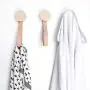 Round Beech Wood Wall Closet Coat Hook/Hanger with Leather Strap