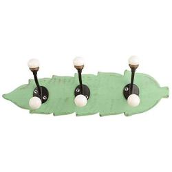Indianshelf Handmade 1 Artistic Vintage Green Wooden Double Loop Wall Hooks Hangers/Bathroom Towel Holder