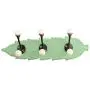 Indianshelf Handmade 1 Artistic Vintage Green Wooden Double Loop Wall Hooks Hangers/Bathroom Towel Holder