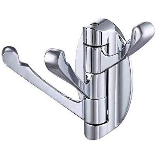 Weirun Solid Metal Swivel Hook Heavy Duty Folding Swing Arm Triple Coat Hook with Multi Three Foldable Arms Towel/Clothes Hanger for Bathroom Kitchen Garage Wall Mount Polished Chrome