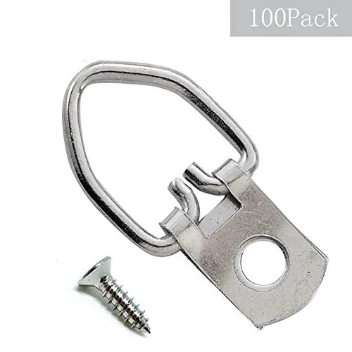 100 Pack Heavy Duty D-Ring Picture Hangers with Screws for Hanging Clock Paintings Artwork Picture Frame Hook Photo Mirrors - Pro Quality Single Hole D-Rings 100 Pack Heavy Duty D-Ring Picture Hangers with Screws for Hanging Clock Paintings Artwork Picture Frame Hook Photo Mirrors - Pro Quality Single Hole D-Rings