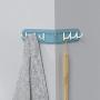 6 Hooks Wall Mounted Clothes Hats Hanger Portable Bathroom Accessory Towel Rack Holder Well Made Easy to Use - Blue