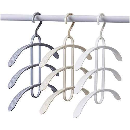 Three-Layer Non-Slip Clothes Hanger Fish Bone Shape Multi-Functional Clothes Drying Racks Plastic Scarf Storage Rack 5pcs Random Color