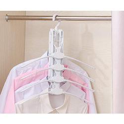 Mitlife Clothes Hangers Space Saving 8 in 1 Plastic Hangers Multi-Function Creative Folding Hangers Magic Clother Hangers Organizer in Wardrode Adjustable Drying Rack (White)