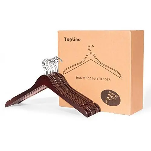 Topline Classic Wood Shirt Hangers - Cherry Finish (10-Pack) Topline Classic Wood Shirt Hangers - Cherry Finish (10-Pack)