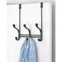 iDesign York Metal Over the Door Organizer, 3-Hook Rack for Coats, Hats, Robes, Towels, Bedroom, Closet, and Bathroom, 5.5" x 8" x 11", Matte Black