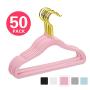 MIZGI Premium Kids Velvet Hangers (Pack of 50) with Gold Hooks,Space Saving Ultra Thin,Non Slip Hangers use for Childrens Skirt Dress Pants,Clothes Hangers by (Pink)