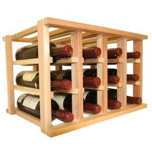 Wooden Wine Rack - 12 Bottle Wine Rack - No Assembly Required - Countertop or Stackable