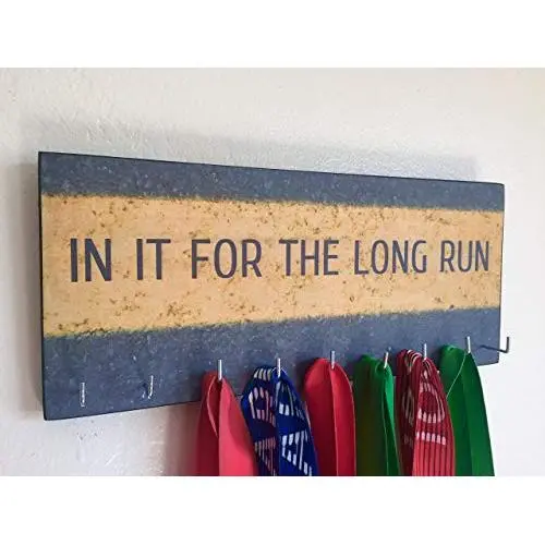 Race Medal Holder/Running Medal Hanger - IN IT FOR THE LONG RUN (pavement). Wood Wall Mounted Medal Organizer Race Medal Holder/Running Medal Hanger - IN IT FOR THE LONG RUN (pavement). Wood Wall Mounted Medal Organizer