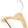 HANGERWORLD 3 Natural Wooden 17.7inch Coat Clothes Garment Non Slip Pants Bar Hangers Broad Shoulder Support