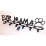 Dog Leash Wall Hanger Hook Holder Fur Mama Gloss Black Handmade in USA