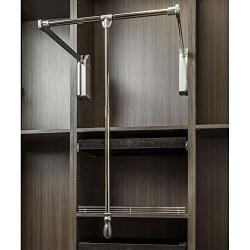 Soft-Close Wardrobe Lift Polished Chrome Expanding Heavy duty steel Tubing with Silver Plastic Housing, 45 lb Weight Rating (For 33” ? 48” openings)