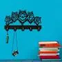 ANMY Wildlife Wolf Decorative Wooden Wall Hanger Wolf Family Clothes Wall Hooks Coat Rack Keys Holder Organizer Hook,Black