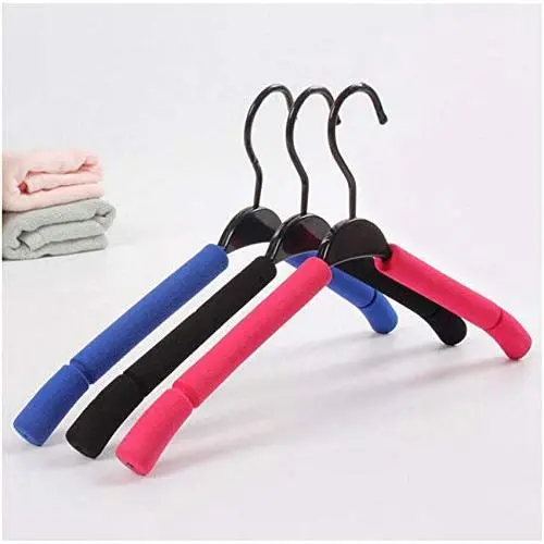 10Pcs Colorful Anti-Slip Sponge Padded Plastic Hanger for Clothes Coats Shirts Pants Random Color