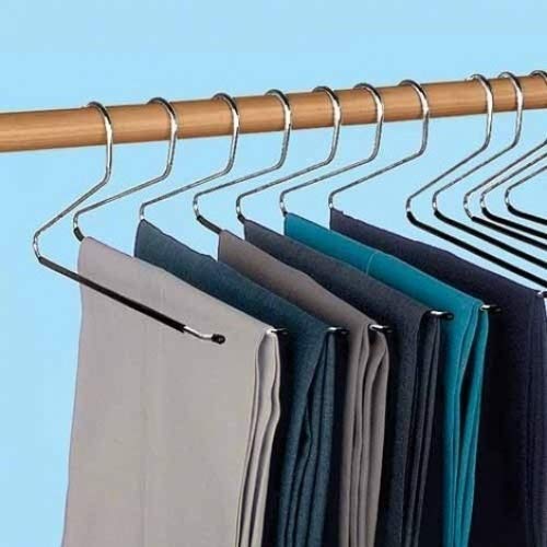Premium 12 piece set Slacks Hangers Black Chrome Open Ended pants Easy Slide Organizers