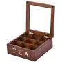 Fonture Wood Tea Store Box, Teabag Storage 9 Compartments Wooden Tea Boxes Hinged Glass Lid Tea Organizer-Brown Fonture Wood Tea Store Box, Teabag Storage 9 Compartments Wooden Tea Boxes Hinged Glass Lid Tea Organizer-Brown