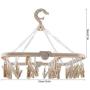 Nannday Drying Rack, 32 Clips Folding Clothes Hanger Windproof Socks Underwear Hook Anti-Slip(Beige)