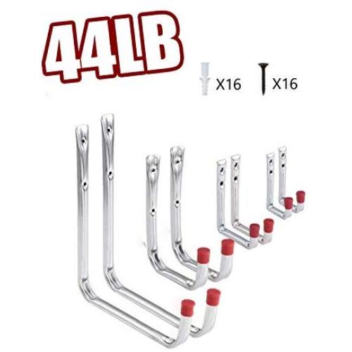 SEVGTY Utility Hooks Garage Hooks Heavy Duty Bike Hooks Ladder Hooks for Garage 8-Pack