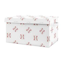 Sweet Jojo Designs Red and White Sports Boy Baby Nursery or Kids Room Small Fabric Toy Bin Storage Boxes Chest for Baseball Patch Collection