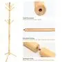 Solid Wood Coat Rack, Lacquered Pine Wooden Hat and Coat Stand with 9 Hooks - Entryway Hall Stand & Free Standing Clothes Tree for Coat Hat Scarves Umbrella Cap Suit and Handbags (Natural wood)