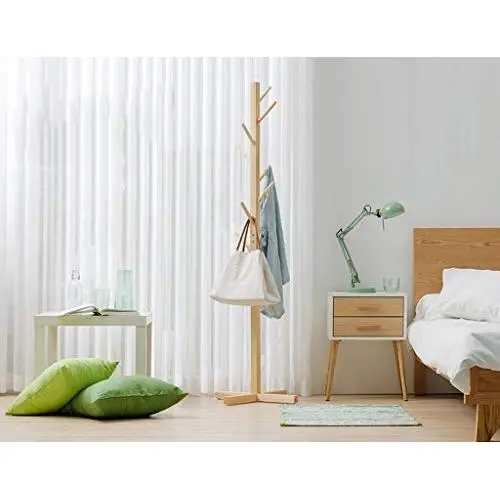 CWJ Coat Rack-Hanger Floor Bedroom Simple Cross Base Solid Wood Childrens Clothes Rack Living Room Hangers Sturdy Space Saving Storage Rack