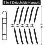 Clothes Hangers, 5 in 1 Multilayer Metal EVA Sponge Hangers Anti-Slip Clothes Rack Space Saving Detachable Hanger for Suit Coat Shirt Skirt Pants (Black)