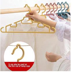 10pcs Random Color Clothes Hangers Anti-Skid Plastic Racks Adults Baby Children Household Clothing Storage Supplies with Grooves