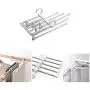 5pcs Random Color 5 in 1 Clothes Hangers Multi-Functional Pants Storage Rack Adjustable Stainless Steel Wardrobe Pants Shelves