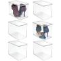 mDesign Stackable Closet Plastic Storage Bin Boxes with Lid - Container for Organizing Mens and Womens Shoes, Booties, Pumps, Sandals, Wedges, Flats, Heels and Accessories - 9" High, 6 Pack - Clear