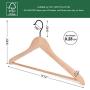 JS HANGER Wooden Suit Hangers, Unfinished Coat Hangers with Non-Slip Pants Bar - Unfinished, Set of 16