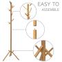 BAMEOS Bamboo Tree Coat Rack Stand- Easy Assembly NO Tools Required - 3 Adjustable Sizes Free Standing Coat Rack, Coat Hanger Stand for Clothes, Suits, Accessories(8 Hooks,Natural Color)