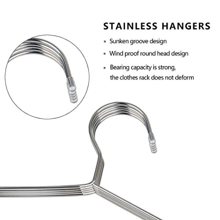 Seropy Coat Hangers Clothes 40 Pack Wire Hangers Heavy Duty Stainless Steel  Hangers with Non Slip Grooves, Ultra Thin Metal