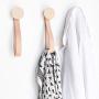 Round Beech Wood Wall Closet Coat Hook/Hanger with Leather Strap