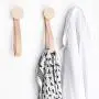 Round Beech Wood Wall Closet Coat Hook/Hanger with Leather Strap