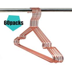 KOOBAY Top 17" Rose Copper Gold Shiny Steel Wire Clothes Hanger Non Slip Shoulders for Shirts ,Coat ,Slacks Storage & Display (60)