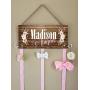 Hair Bow Holder with Hooks, Headband Holder, Personalized Hair Bow Holder, Baby Shower Gift, Flowers, Pink, Elegant, Hanger Full Name