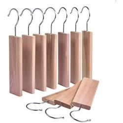 Supicity 10 Pack Cedar Hang Ups Set,Natural Cedar Blocks with 10 Hooks for Clothes Storage,Aromatic Cedar Balls Hangers,Closets & Drawers Storage Accessories Refined