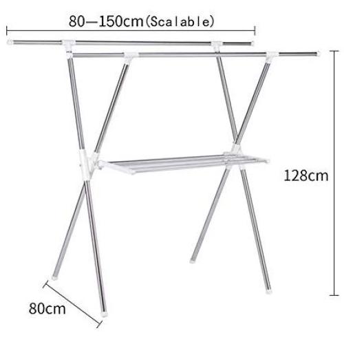 Drying Space Su Floor Type Collapsible Stainless Steel Clothes Hanger，Household Indoor Balcony Clothes Drying Pole Telescopic Clotheshorse Shoe Rack