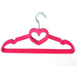 Kentop 10pcs Plastic Flocking Hanger Non-Slip Suit Hangers Clothes Hanger Hook-Pink