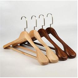 5pcs Random Color Cloth Hanger Durable Wide Shoulder Wooden Coat Hangers Solid Wood for Adult Suit Clothing Storage Rack Closet Space Saver