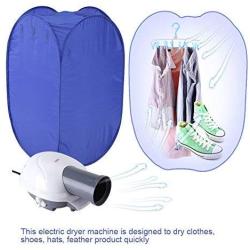 Portable Clothes Dryer,Blue Mini Folding Ventless Electric Air Clothes Dryer Bag Folding Fast Drying Machine with Heater 110V US Plug